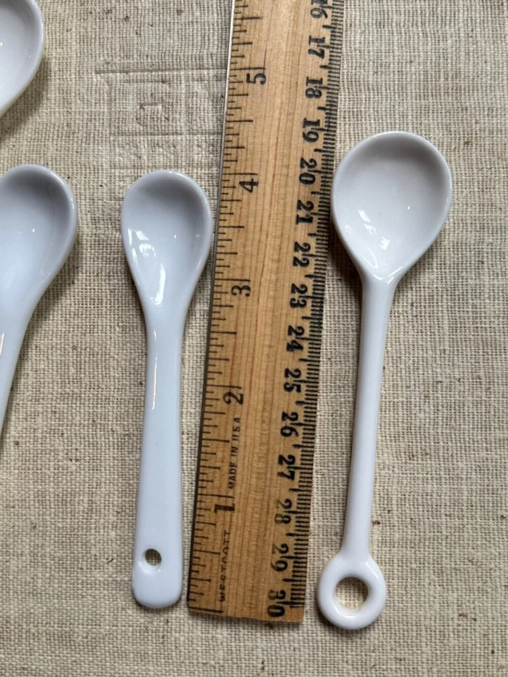 Small Porcelain Ceramic Spice Jar Spoons 9
